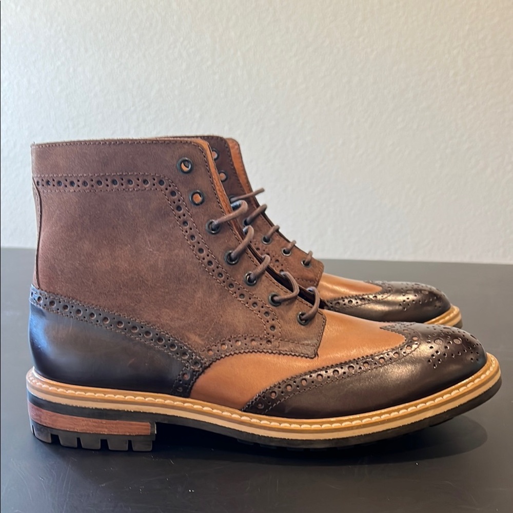 Mr. B’s for Aldo two tone brown wing tip lace up boots size 45 or 11 NWOT